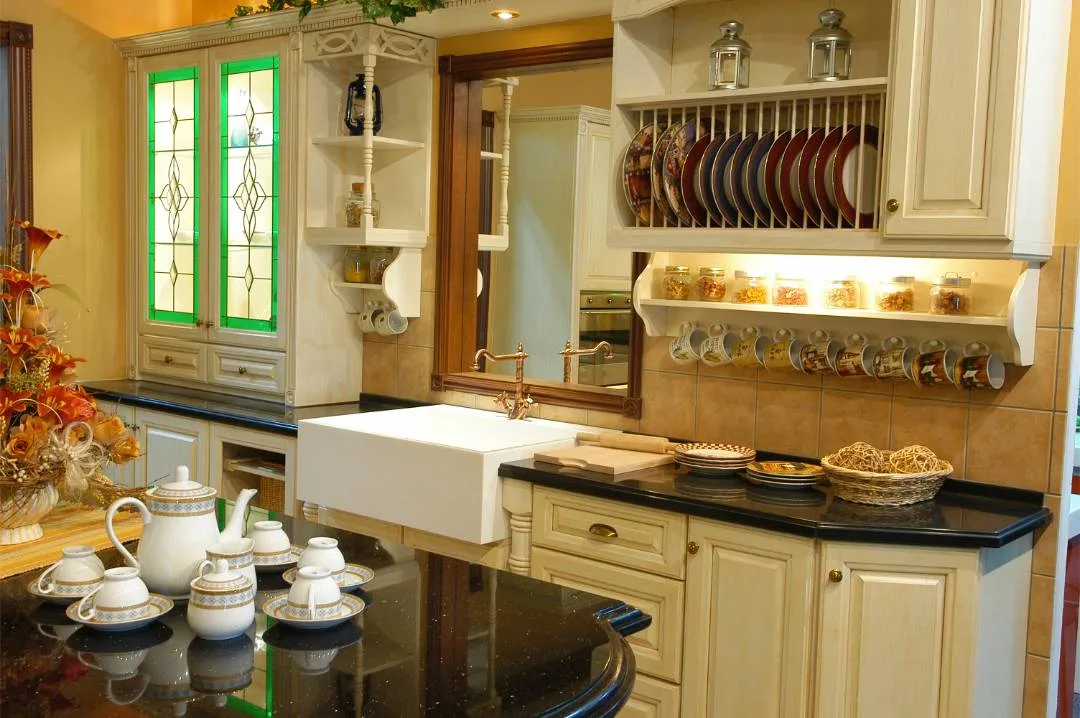 Classic kitchen with carved range hood