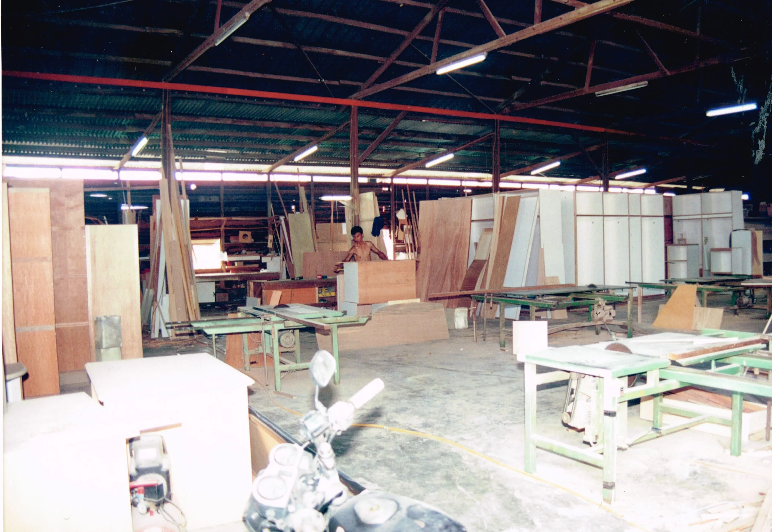 Rowenda Kitchen factory, 1985 — early days of cabinet manufacturing.