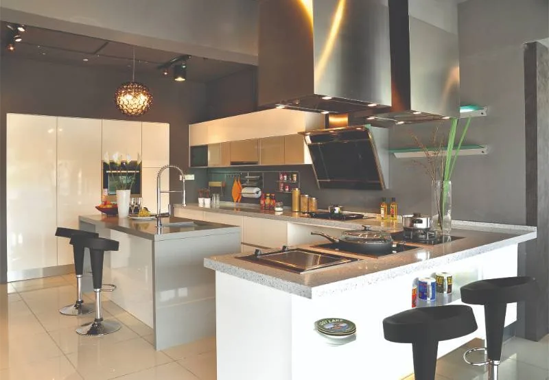 Modern kitchen with integrated appliance garage